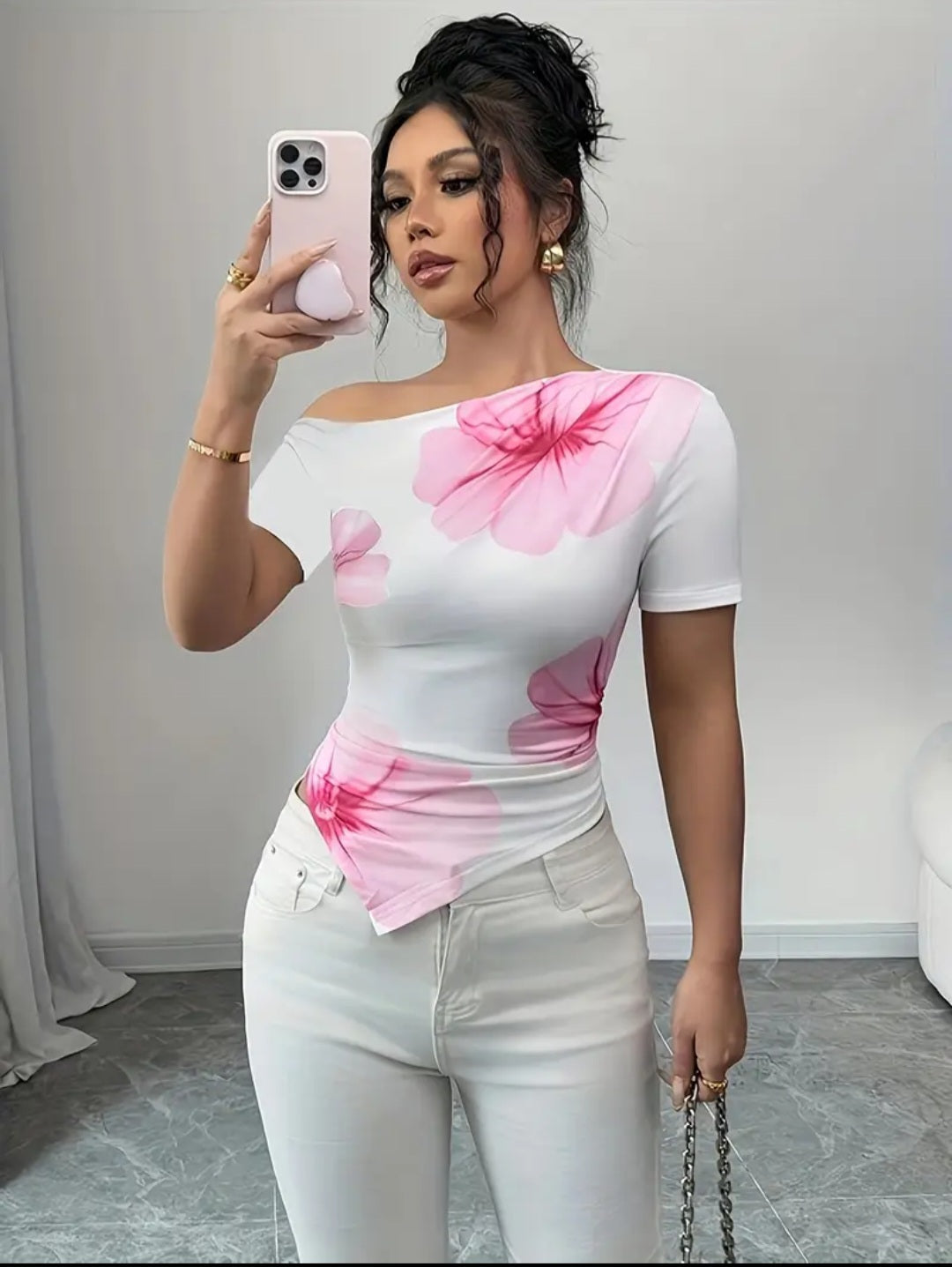 Maillot à imprimé floral pour femme avec épaule dénudé