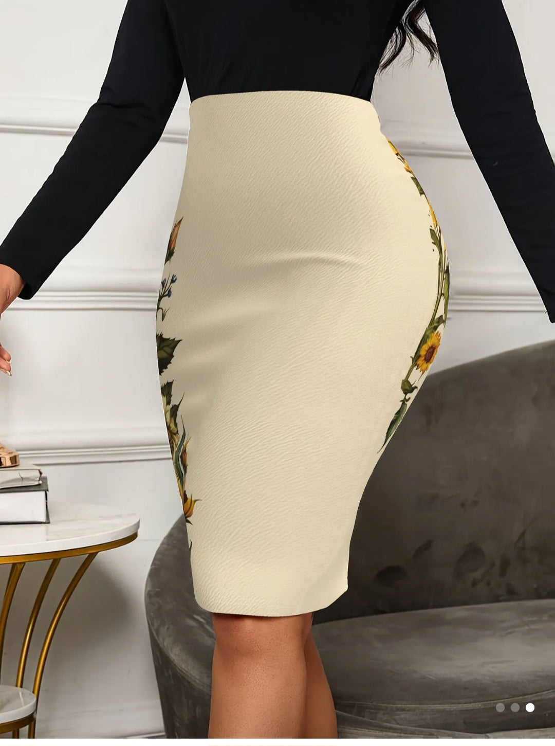 Jupe midi à imprimé floral pour femme