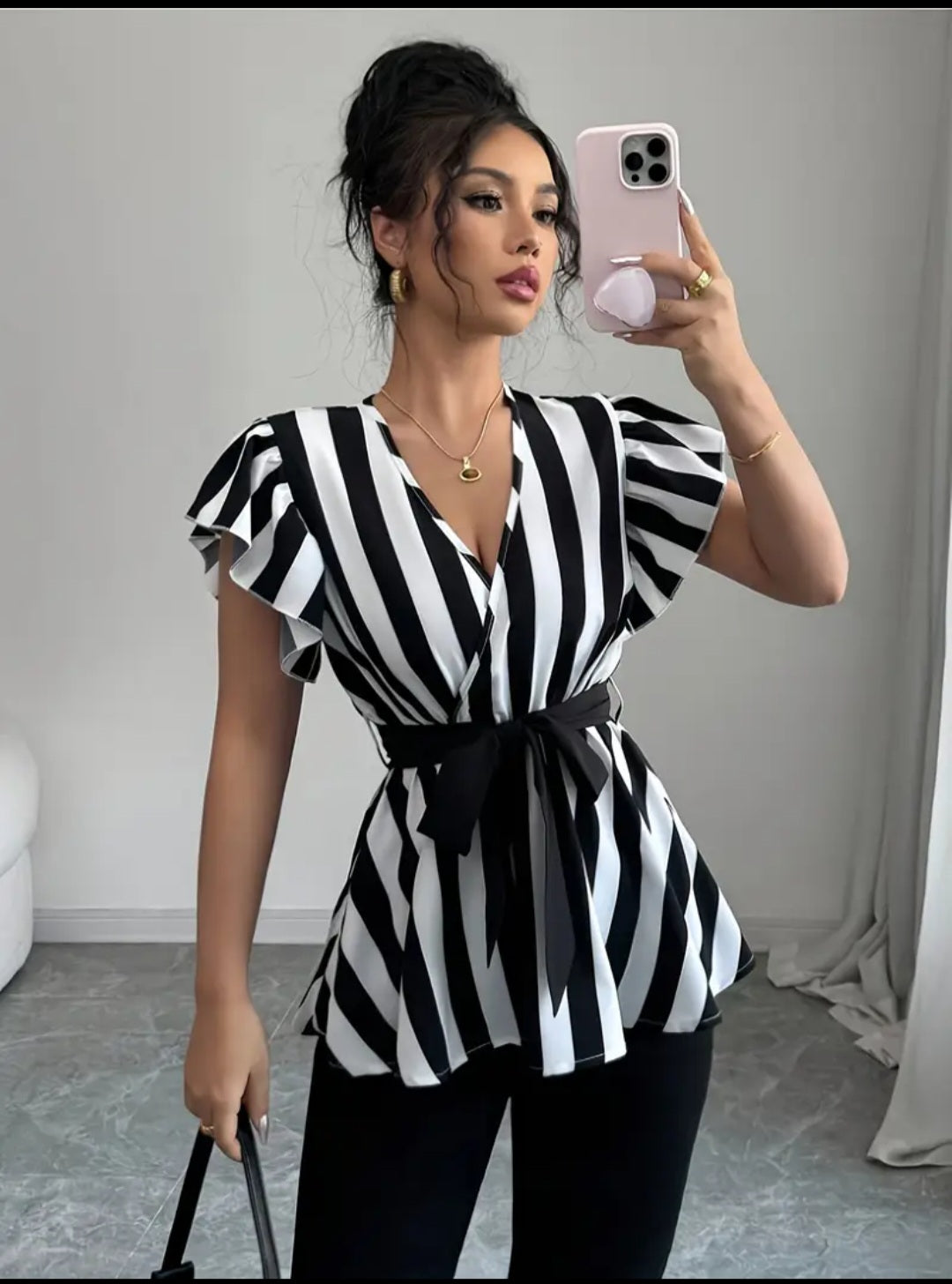 Chemise élégante à rayures croisées