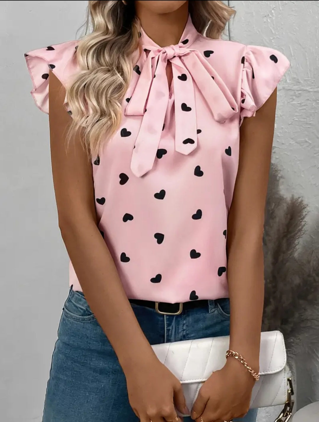 Blouse élégante à imprimé coeur