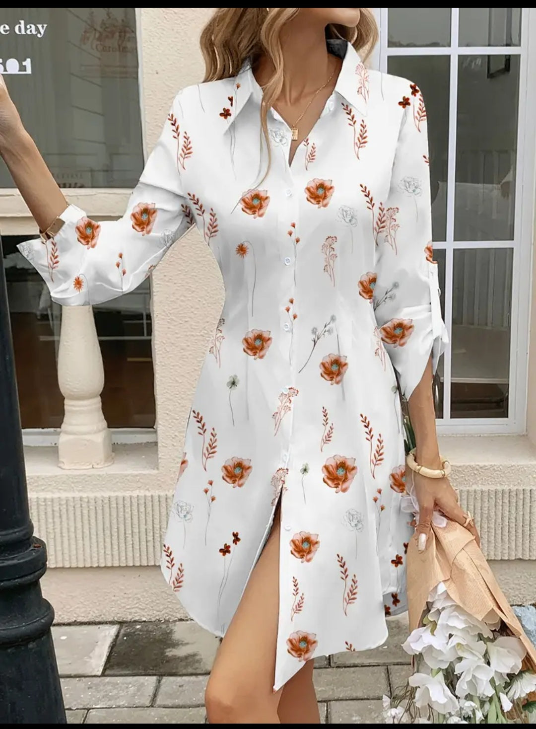 Robe chemise à imprimé floral