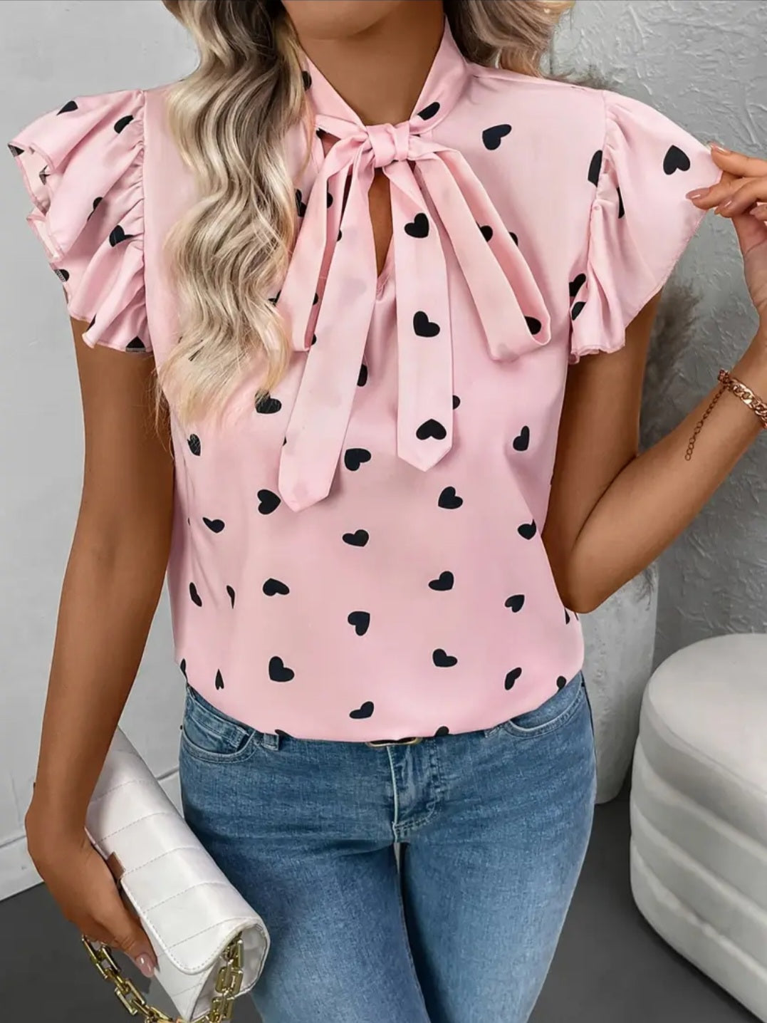 Blouse élégante à imprimé coeur