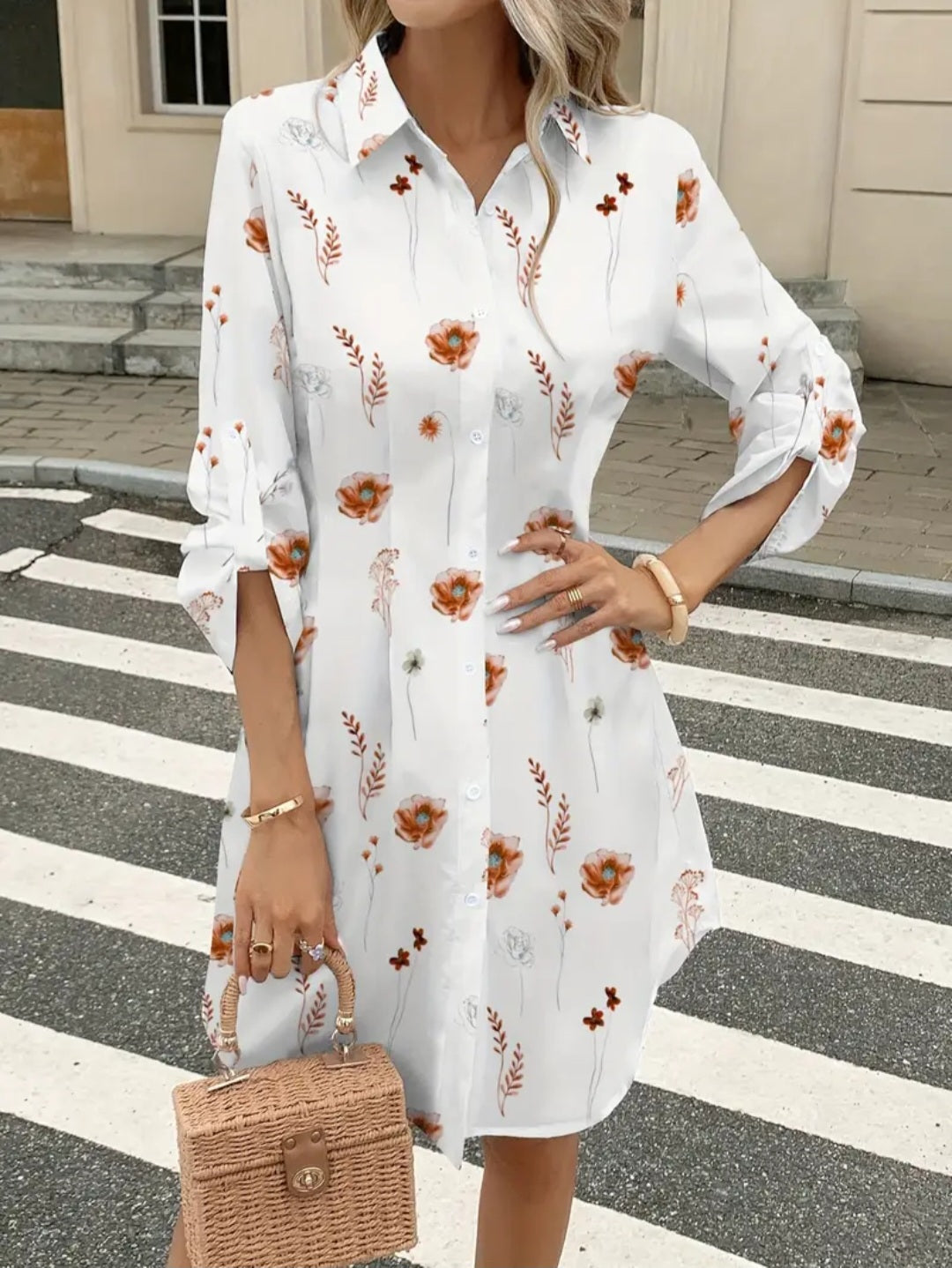 Robe chemise à imprimé floral
