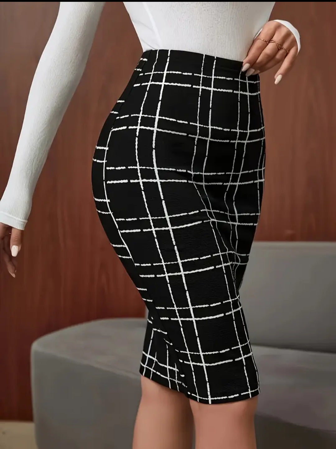 Jupe Midi élégante à carreaux pour femme