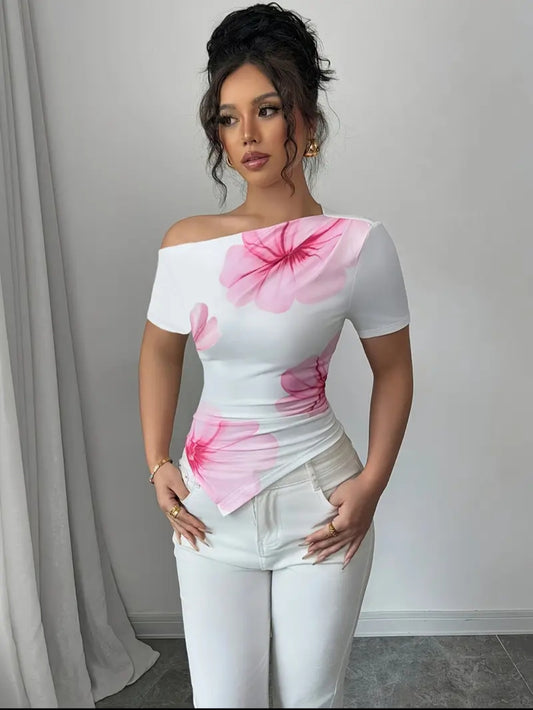 Maillot à imprimé floral pour femme avec épaule dénudé