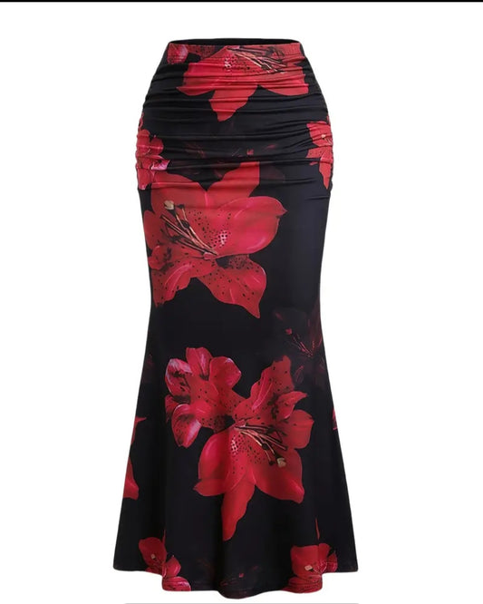 Jupe plissée à imprimer floral