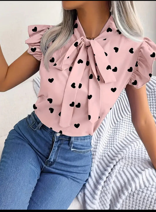 Blouse élégante à imprimé coeur